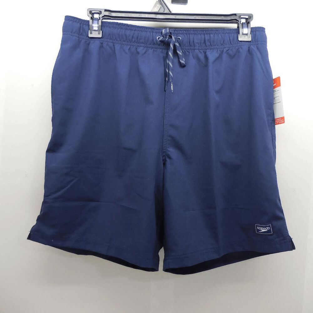 NEW Speedo Men's 7.5" Peacoat Blue Thread Stretch Swim Trunks Size XL
